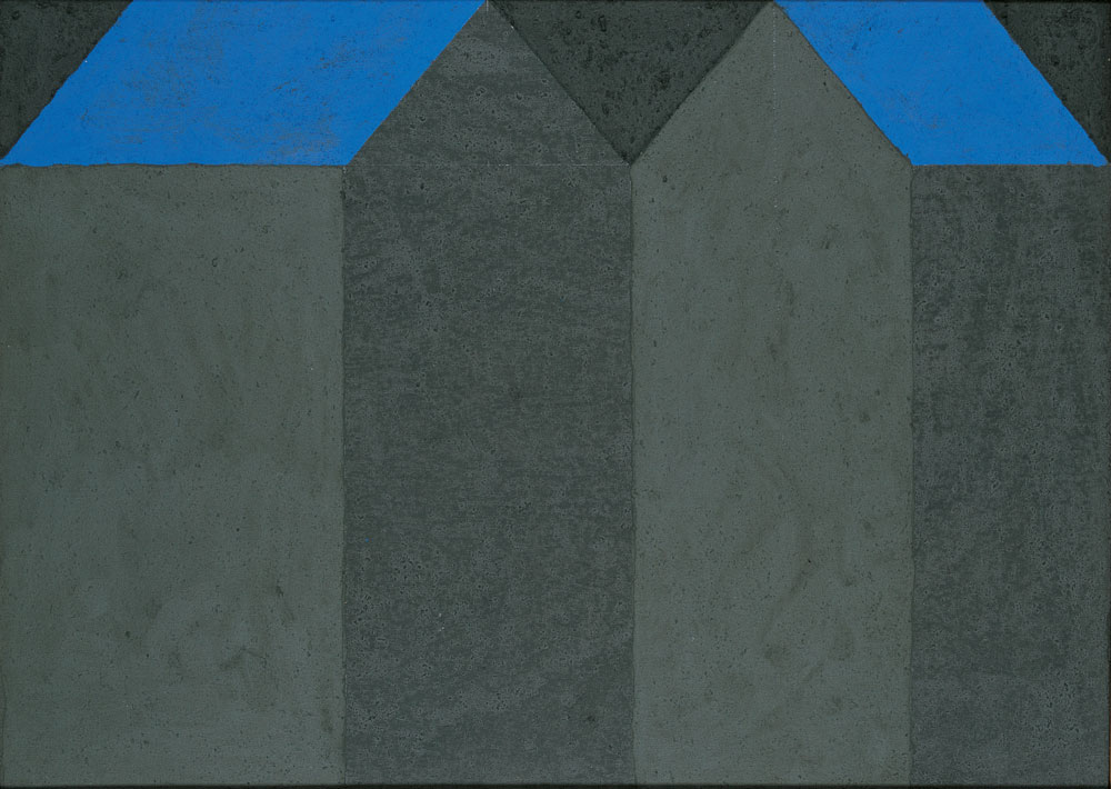 Horst-Antes,-Haeuser-mit-blauem-Dach,-1993 Horst Antes Häuser Paar mit blauem Dach, 1993